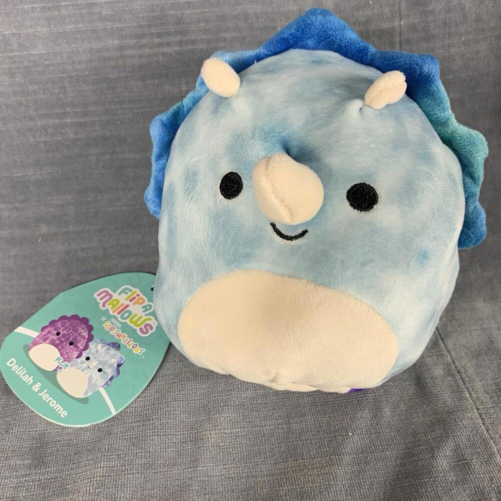 NWT Squishmallows Flip A Mallow Delilah The Purple Dino Jerome The Blue Dinosaur